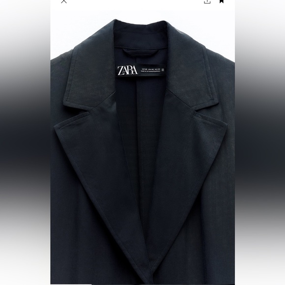 Zara NWT Navy Flowy Trench Coat size L - Picture 8 of 11